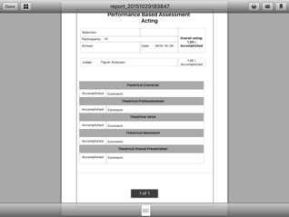 Assessments are saved in the app, so you can view, email, or print them any time.